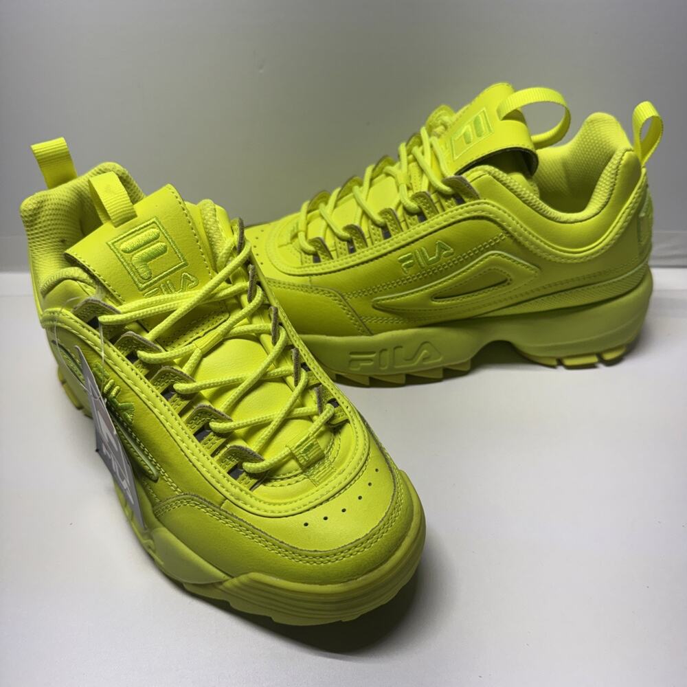 Fila Neon Yellow Disruptor 2 Premium Women Size 5.5 Platform Sneaker Old School